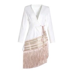 White embroidered fringe jacket long sleeve